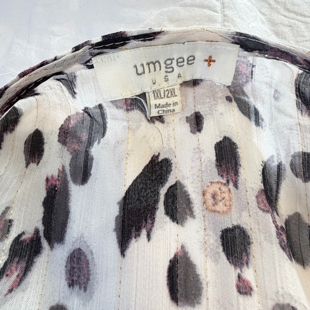 Umgee 1X/2X Leopard Print Kimono Duster Cardigan Boho Plus Size - Picture 2 of 5